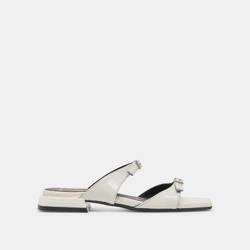 LAVERN SANDALS OFF WHITE CRINKLE PATENT