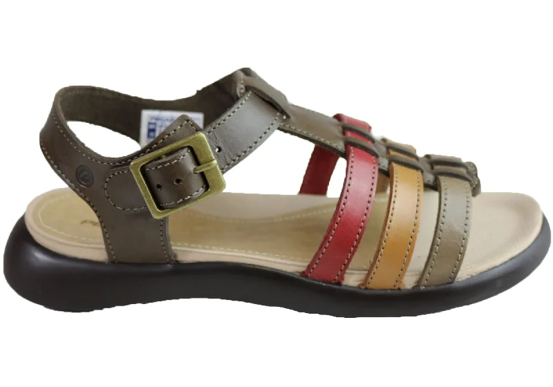 Pegada Kim Womens Comfort Cushioned Leather Sandals Made In Brazil