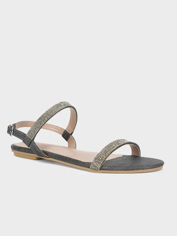 Women's "COACHI" Shimmer Flat Sandals